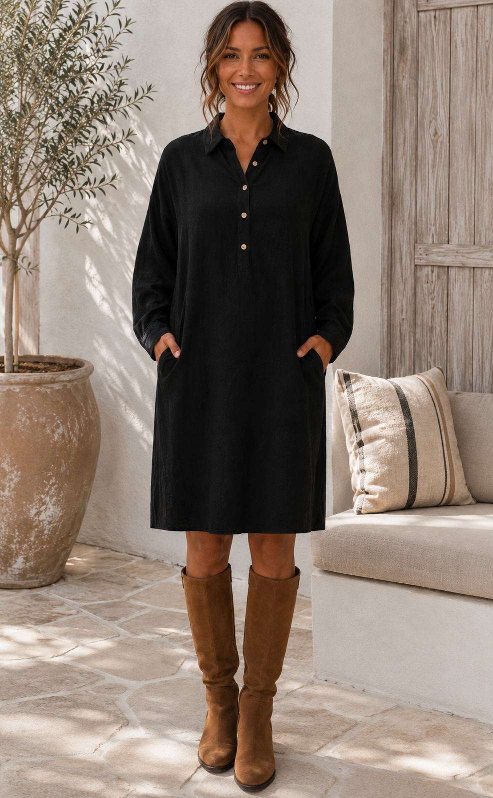 Robe avec poches - Mélange de lin