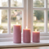 Bougies LED en bloc / VIOLET 3 pcs – Télécommande incluse