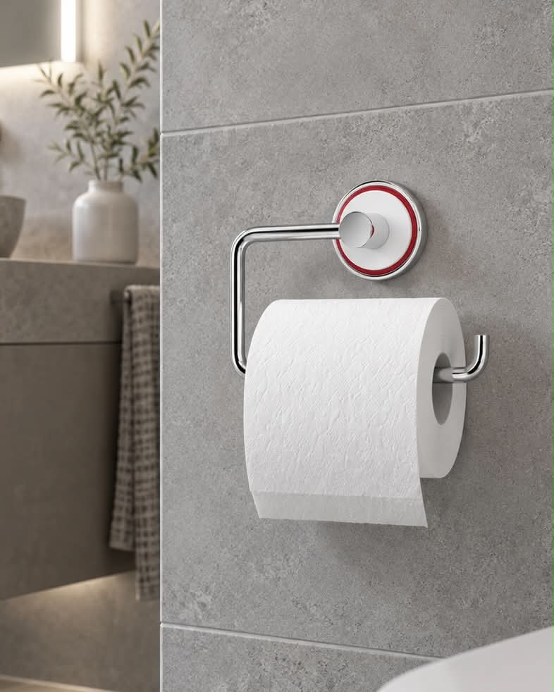 Porte-rouleau de papier toilette Mafalda – Chrome et blanc