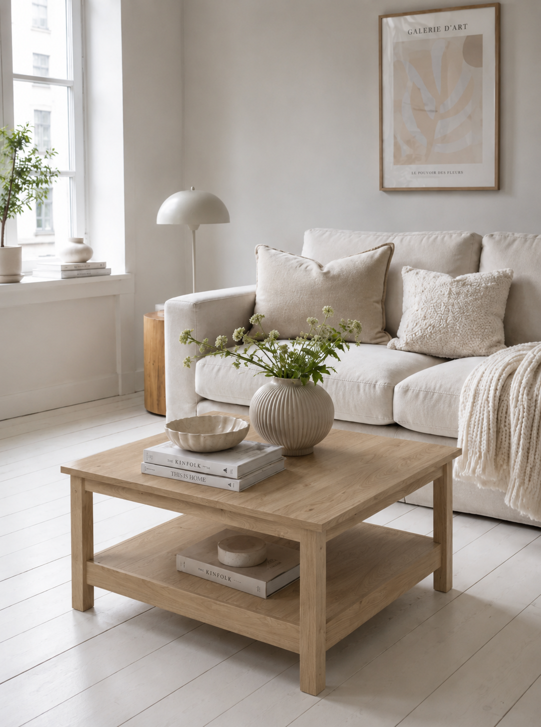 Table basse avec étagère