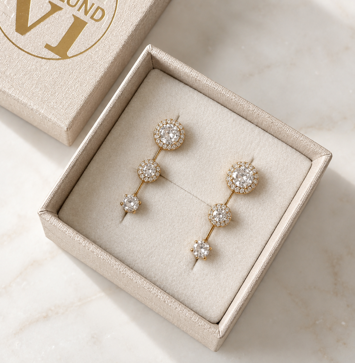 Boîte mixte avec 6 boucles d’oreilles - Bea plaqué or 18k