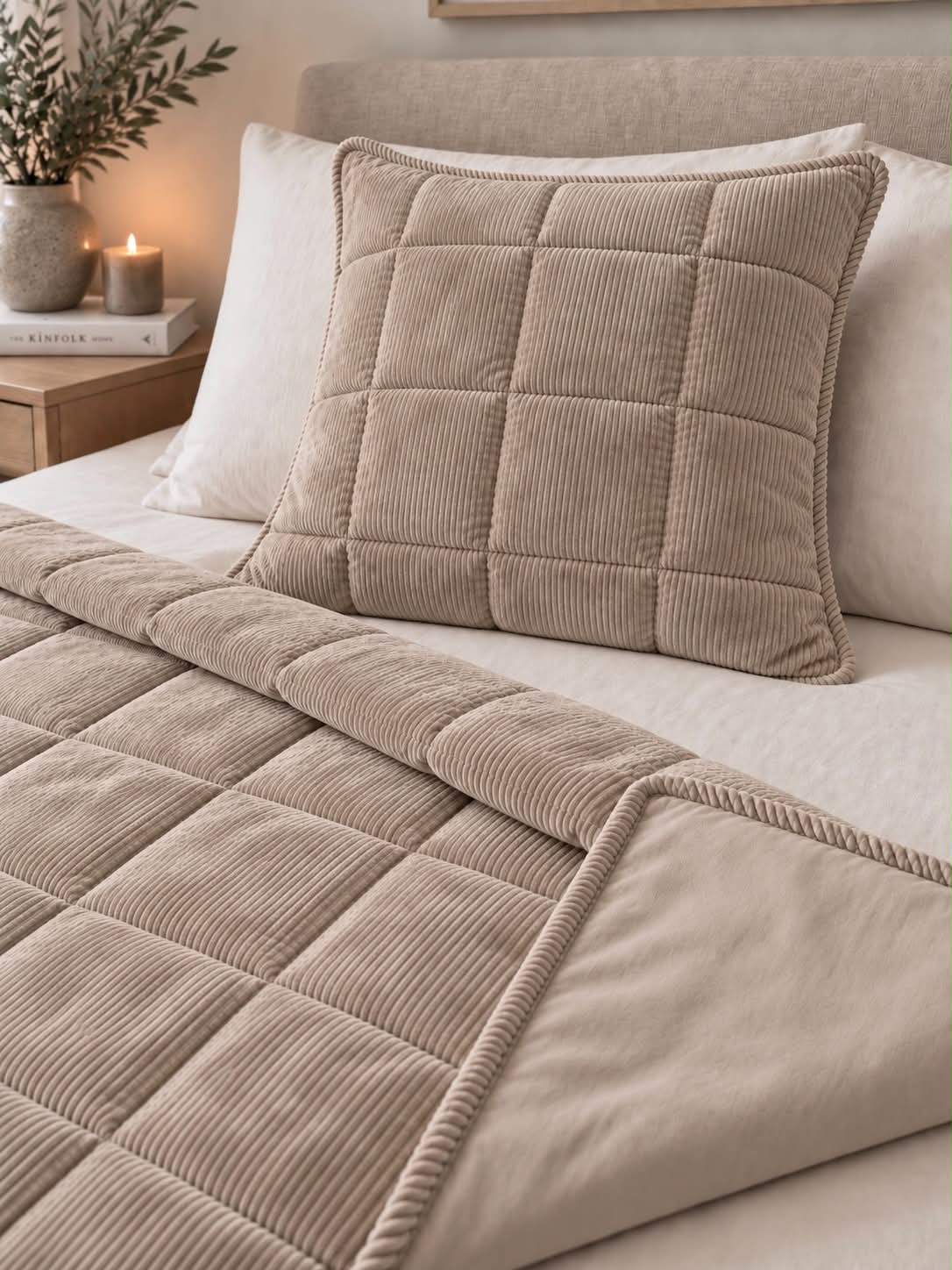 Housse de coussin en velours - Cappuccino