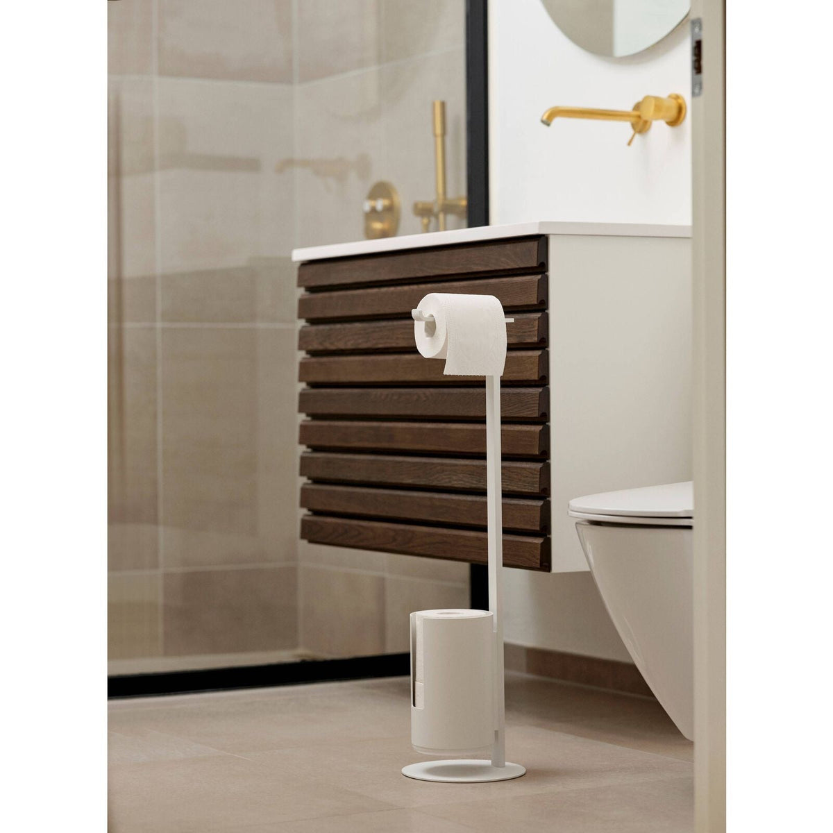Porte-papier toilette - Blanc - Sur pied