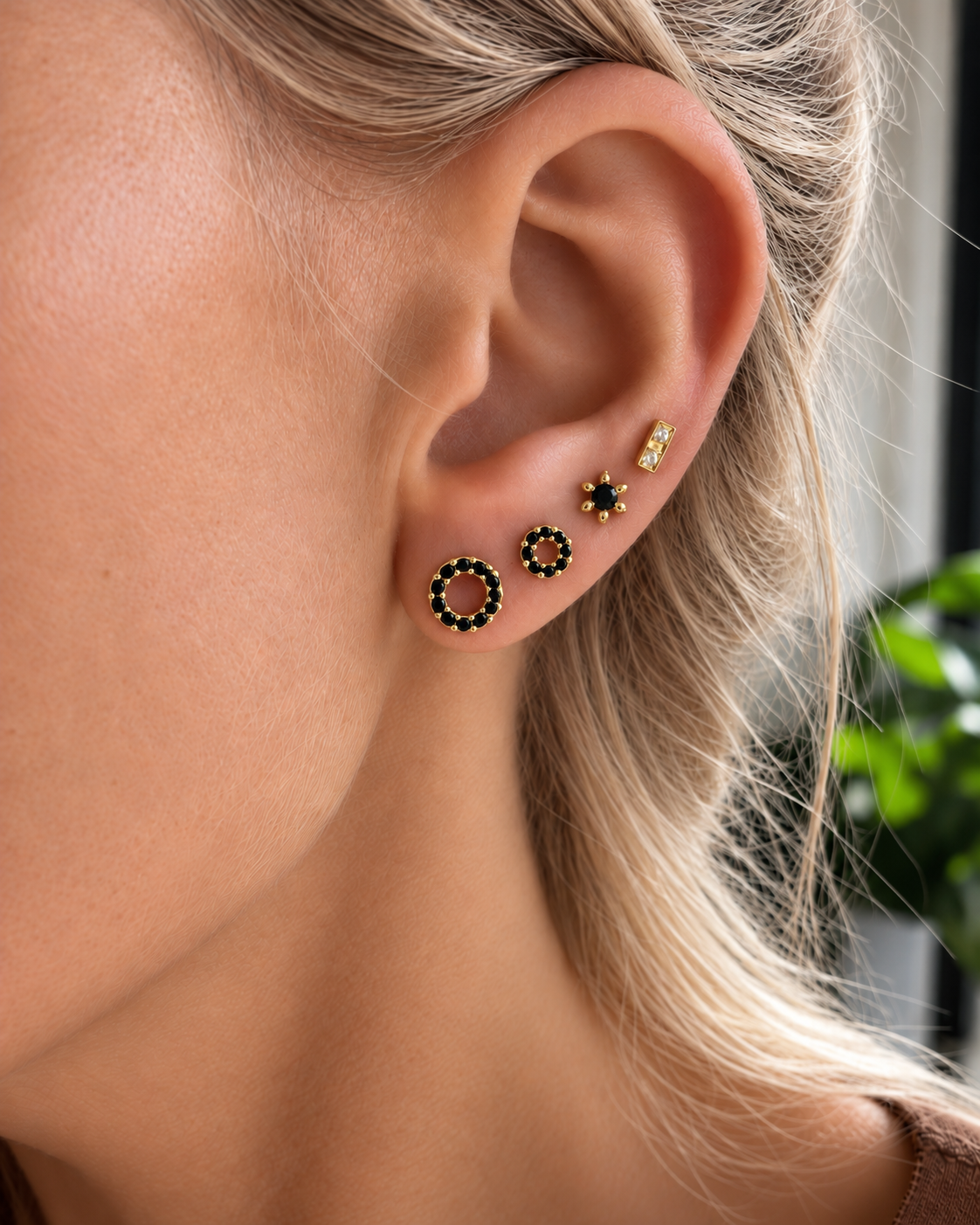 Puces d’oreilles assortiment 4 pcs - argent sterling plaqué or