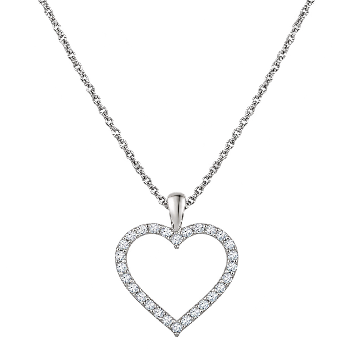 Collier Kendal Cœur - plaqué rhodium