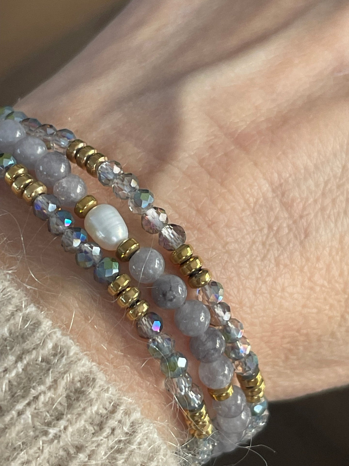 Bracelet Leah Lavande/Stone – Lot de 3 pièces