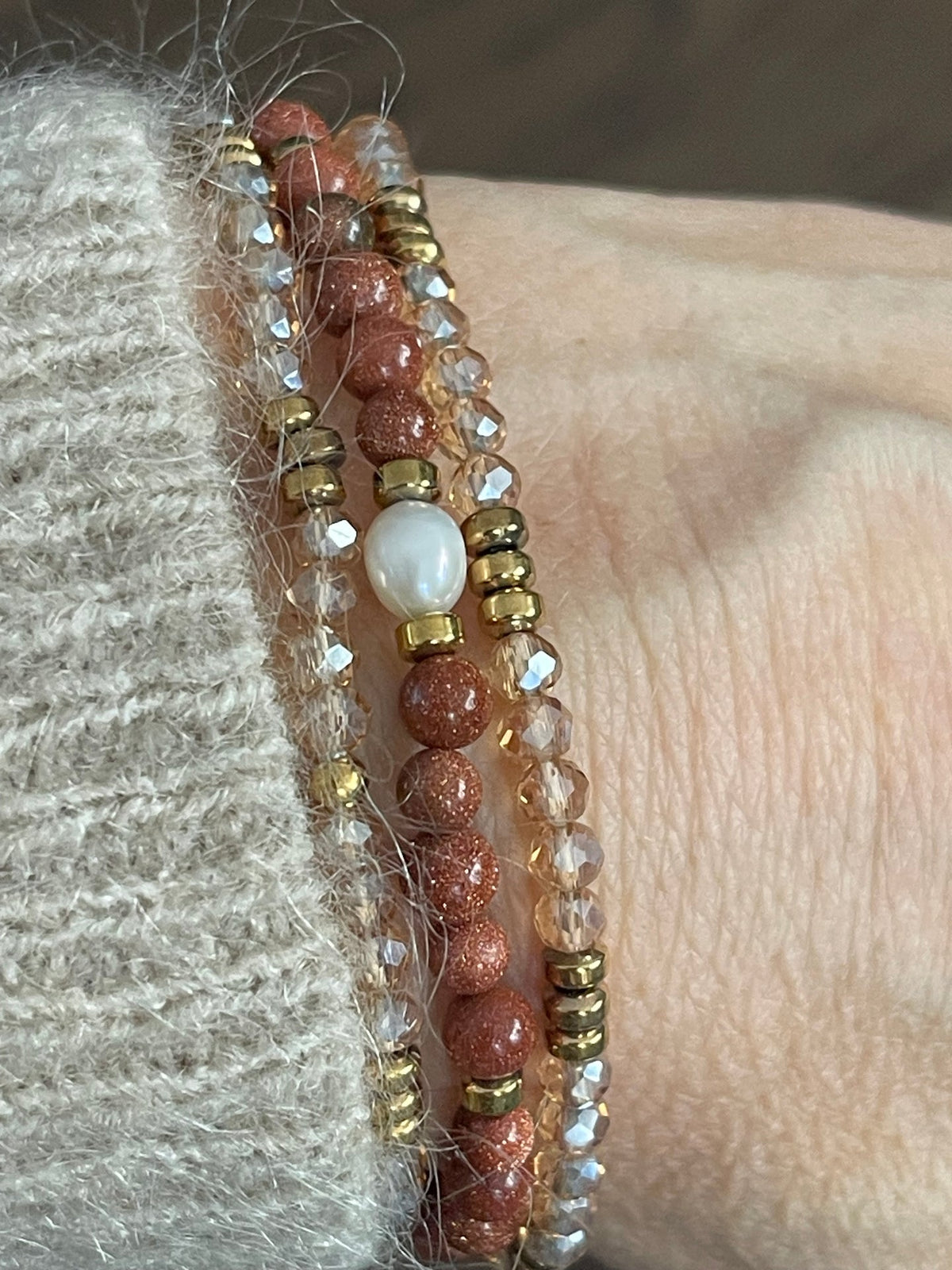 Bracelets Leah Naturel/Cognac – Lot de 3 pièces