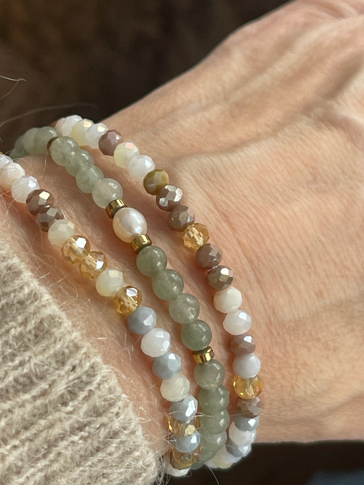 Bracelet Leah Jade Vert – Lot de 3 pièces