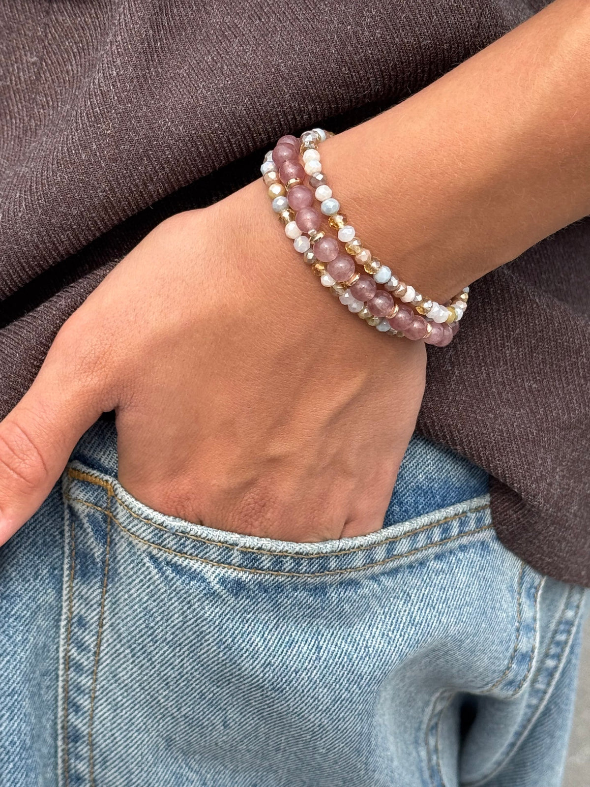 Bracelet Luna Vintage Rose – Lot de 3 pièces