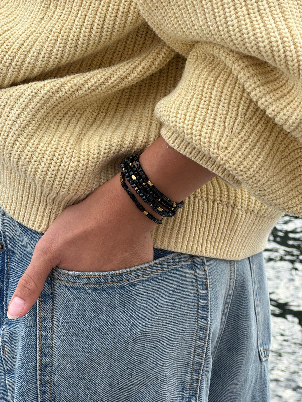 Bracelet Merle mélange noir - Lot de 5 pcs