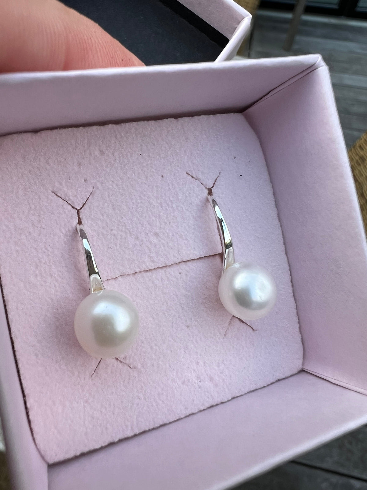Boucles d’oreilles Diana avec perles d’eau douce - Placage rhodium