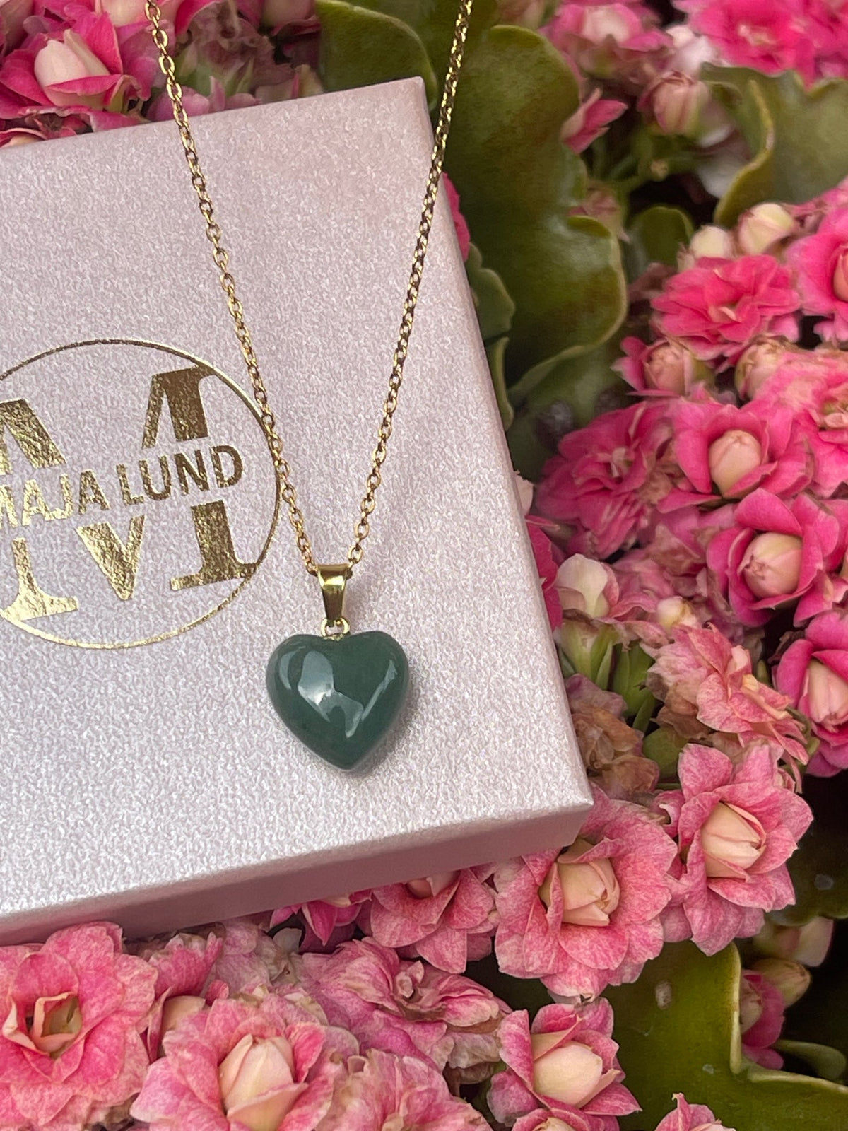 Collier Laia Pierre naturelle/Cœur - Jade vert
