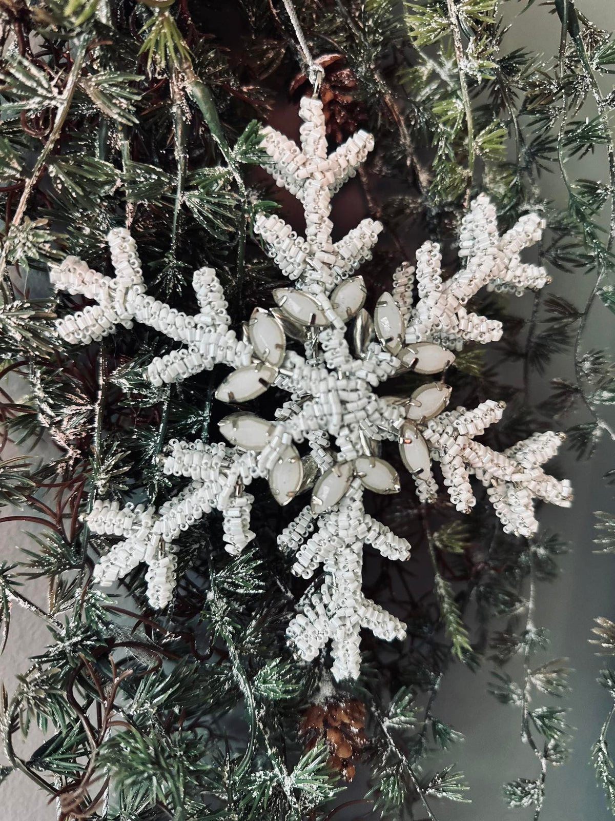 Décoration de Noël argent / blanc mix