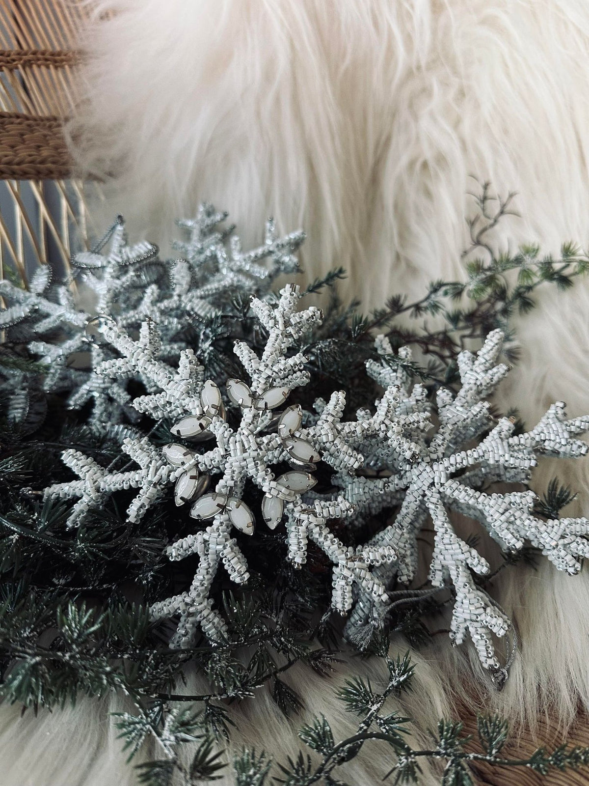 Décoration de Noël argent / blanc mix