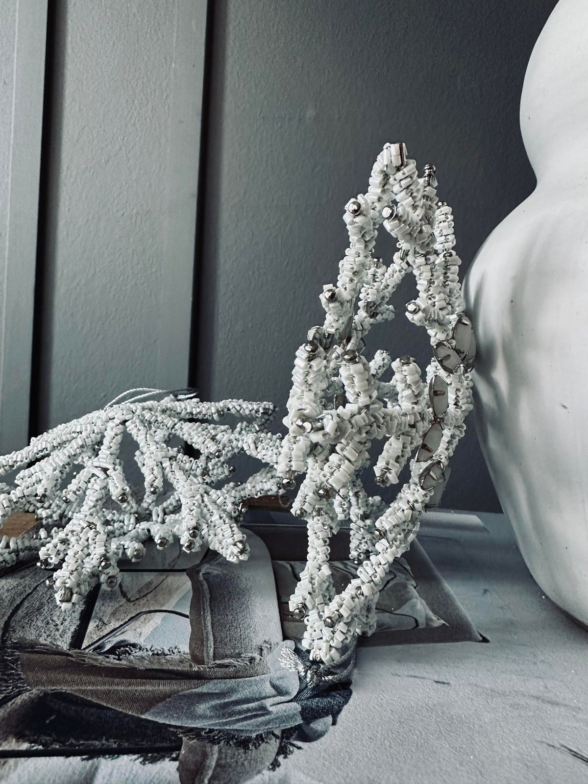 Décoration de Noël argent / blanc mix