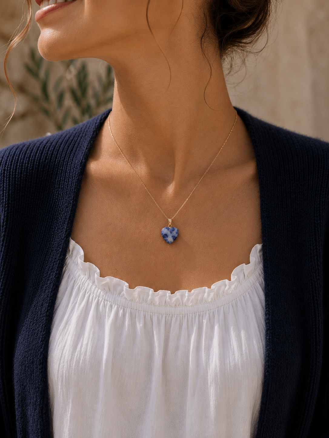 Laia Collier Pierre Naturelle/Cœur - Bleu