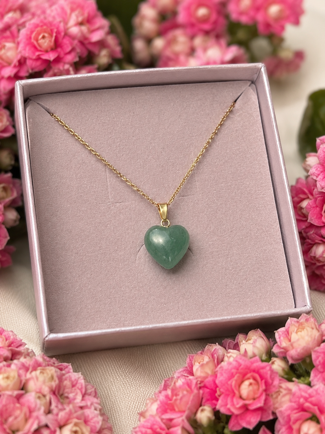 Collier Laia Pierre naturelle/Cœur - Jade vert