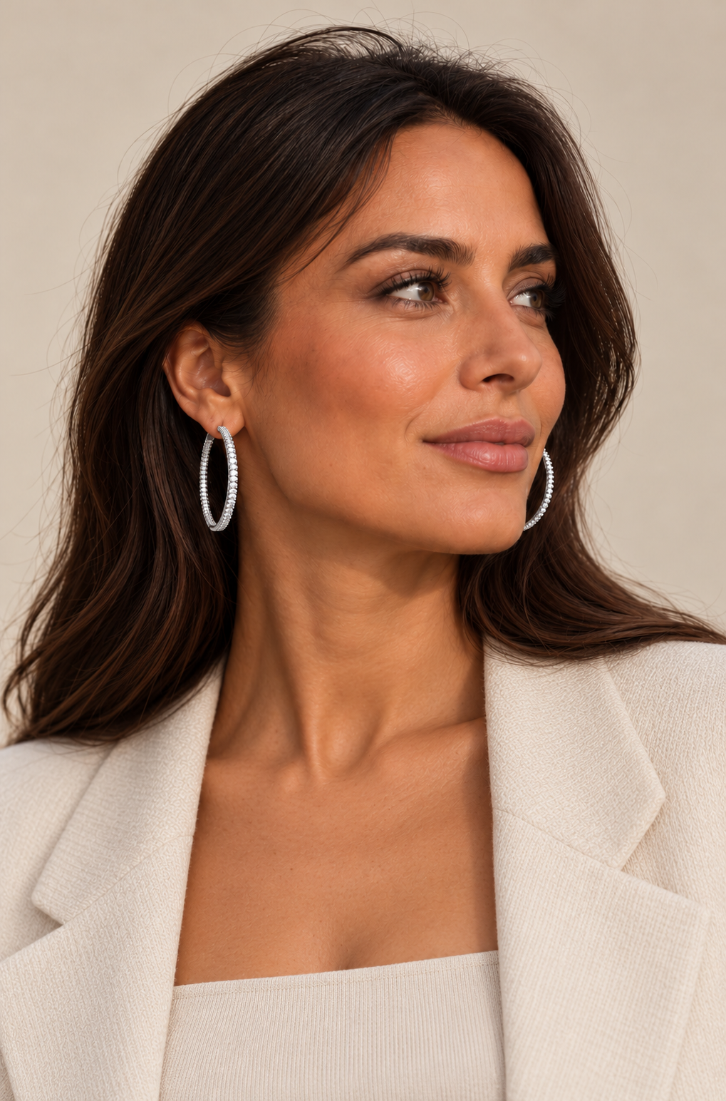 Boucles d'oreilles Kendal Hoops - plaqué rhodium