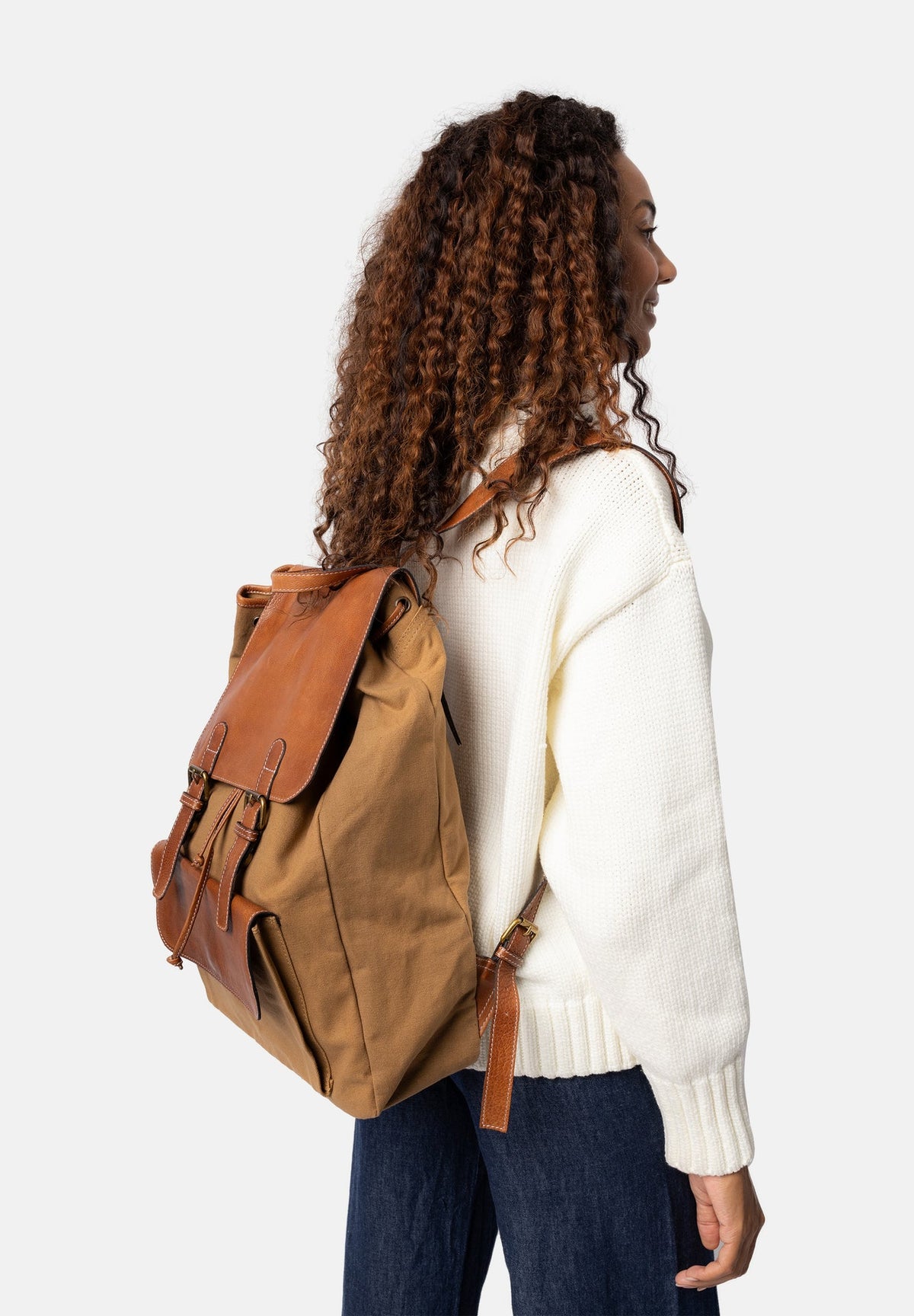 Sac à dos en toile et cuir