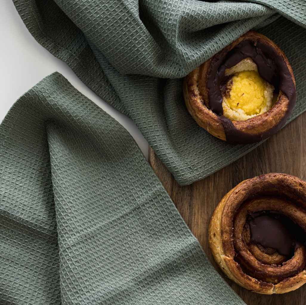 Torchons 2 pcs – Gaufré olive