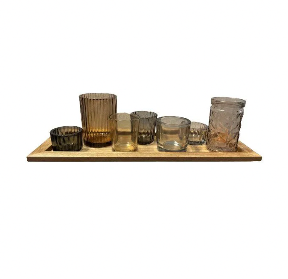 Plateau avec 7 bougeoirs