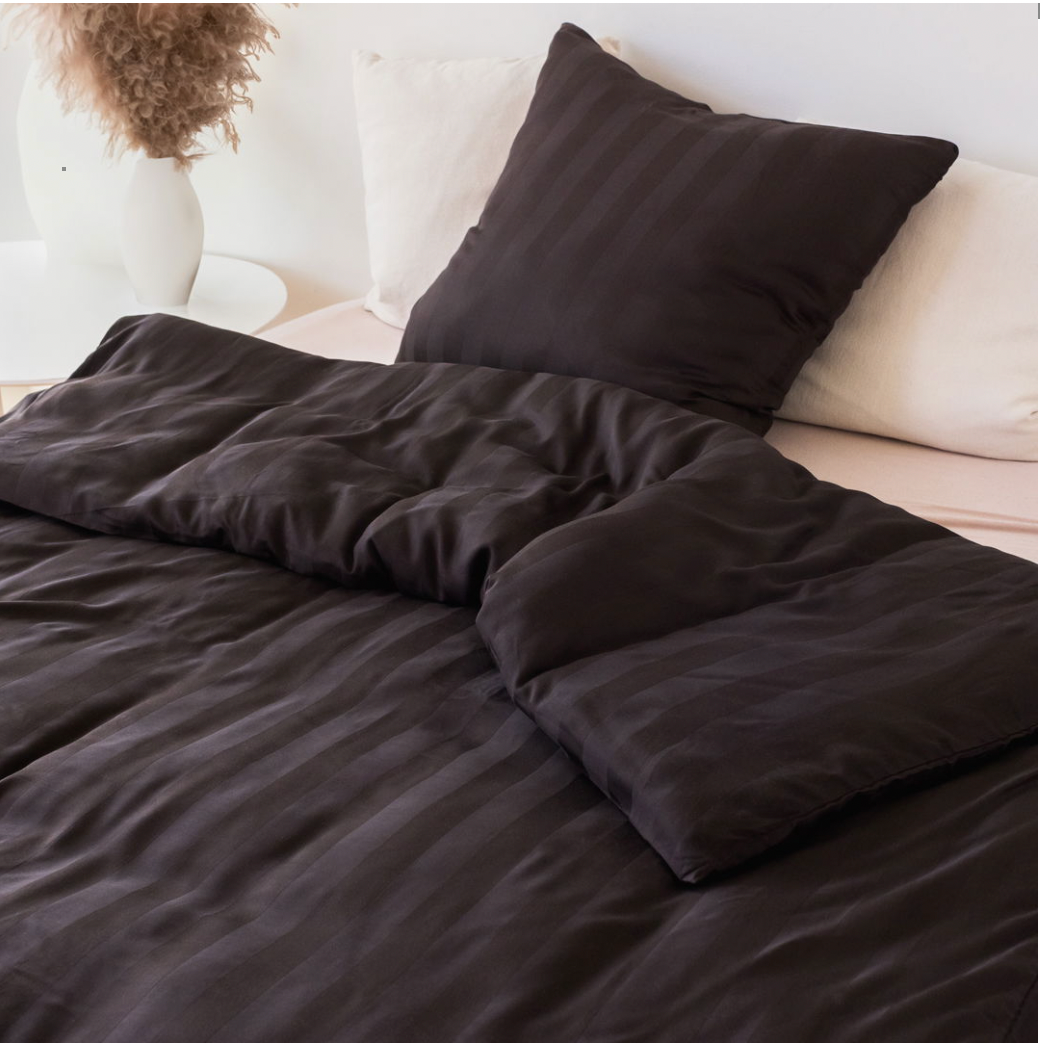 Parure de lit en satin de bambou, marron, 140x200 - 63x60