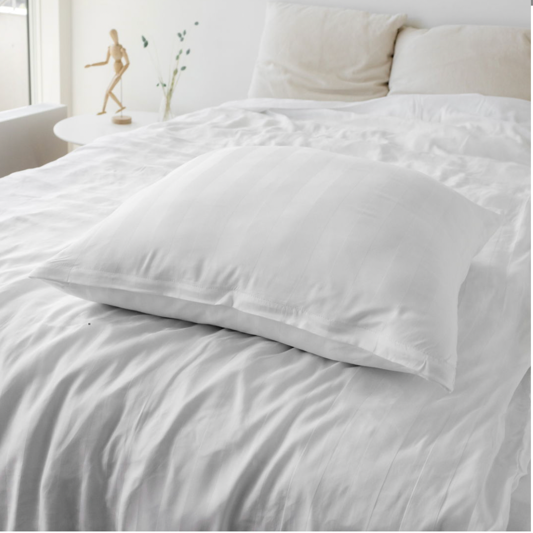 Parure de lit en satin de bambou, blanc, 140x200 - 63x60