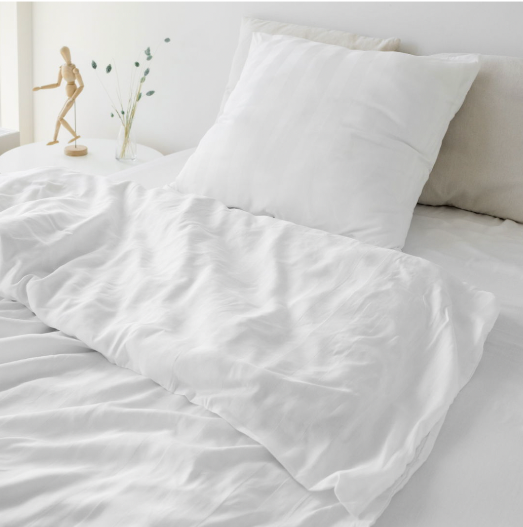 Parure de lit en satin de bambou, blanc, 140x200 - 63x60