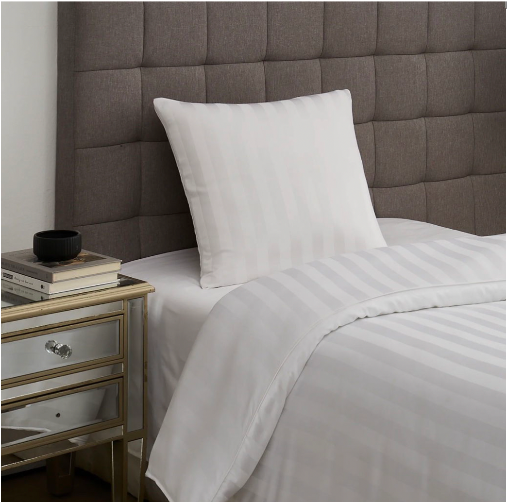 Parure de lit en satin de bambou, blanc, 140x200 - 63x60
