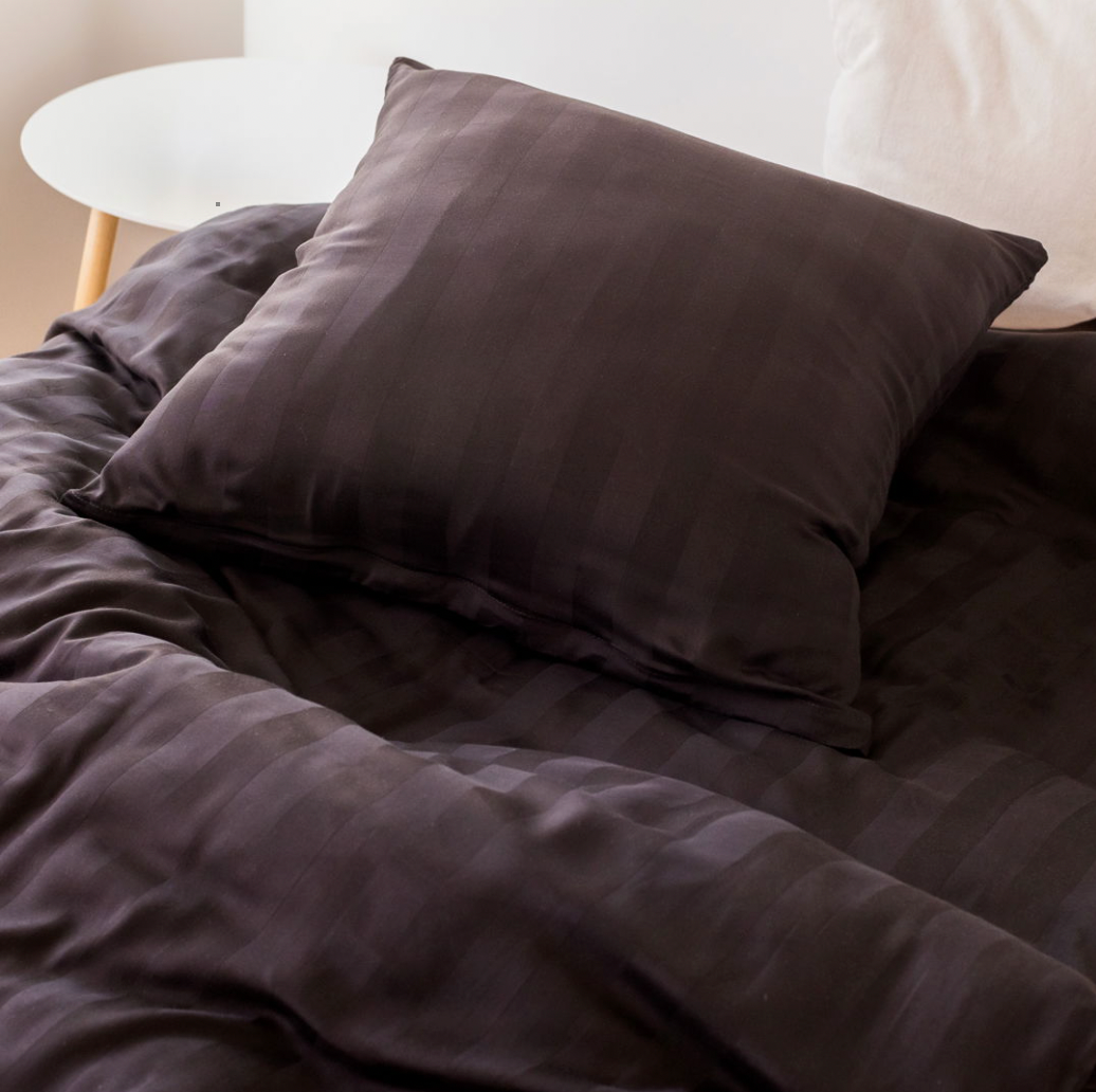 Parure de lit en satin de bambou, brun, 140x220 - 63x60
