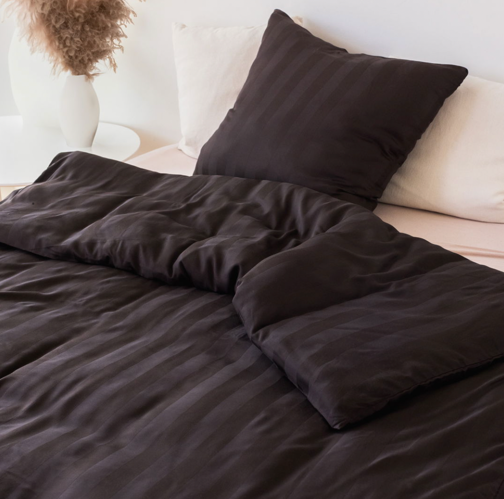 Parure de lit en satin de bambou, brun, 140x220 - 63x60