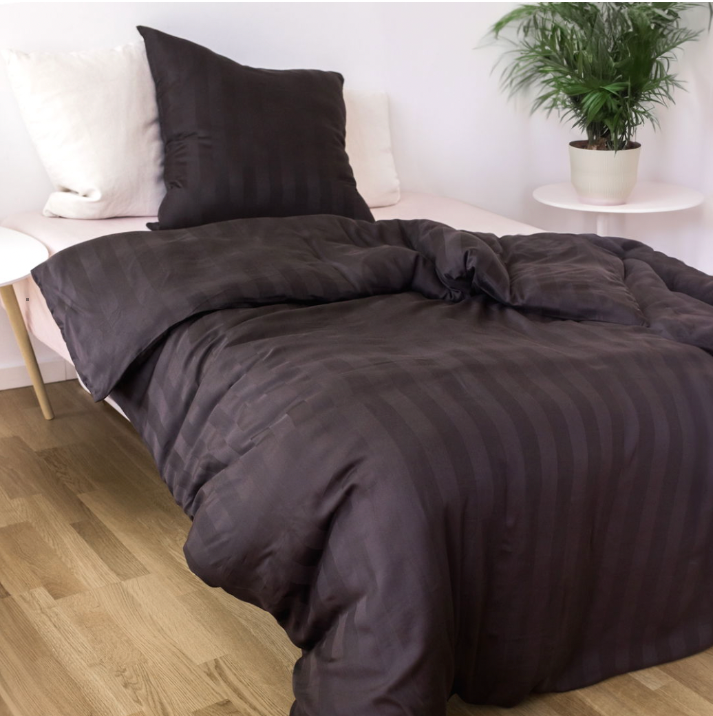 Parure de lit en satin de bambou, brun, 140x220 - 63x60