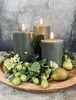 Bougies bloc LED / Vert foncé – lot de 3 bougies bloc