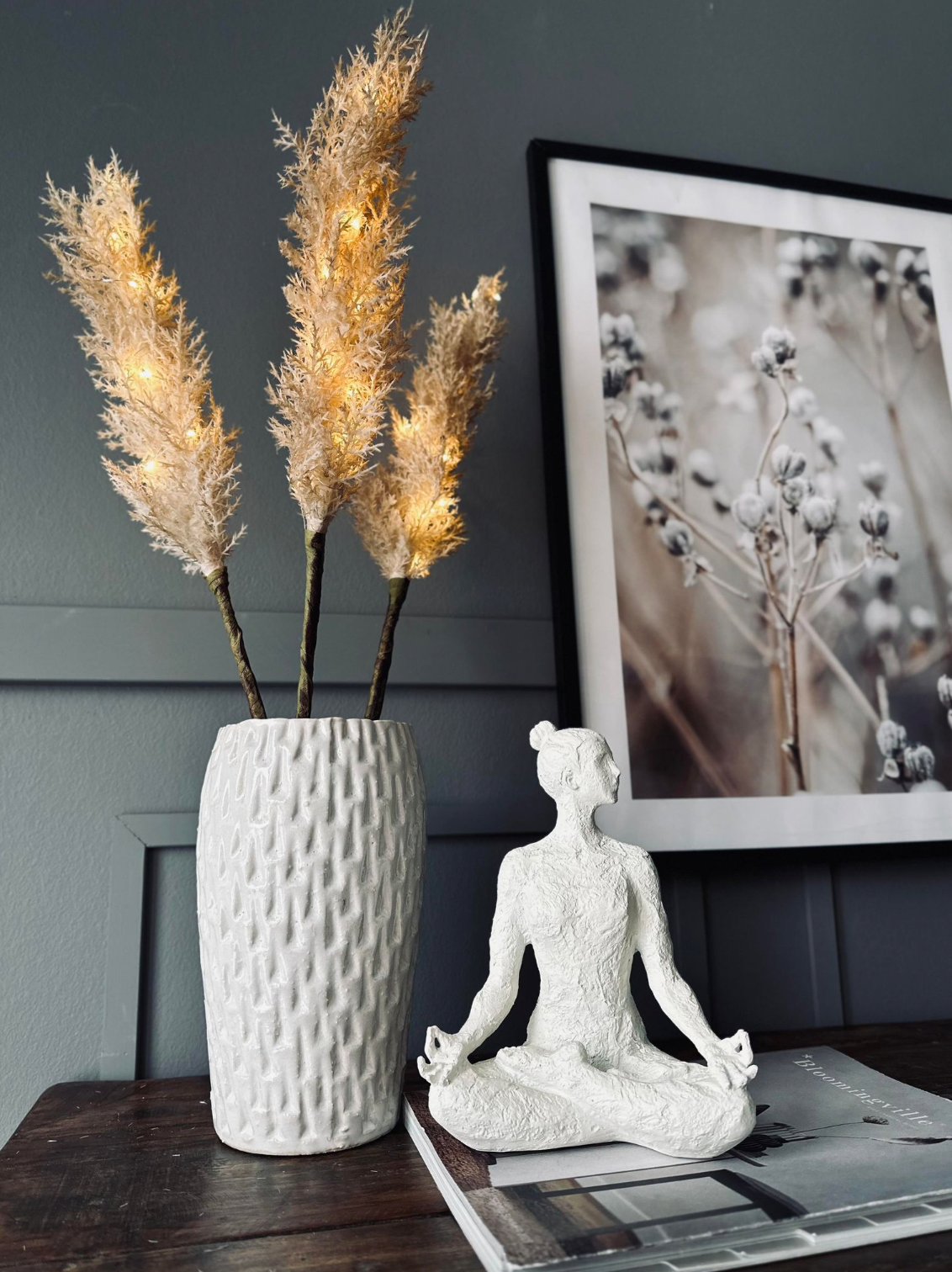 Pampas avec lumière LED - 118 cm