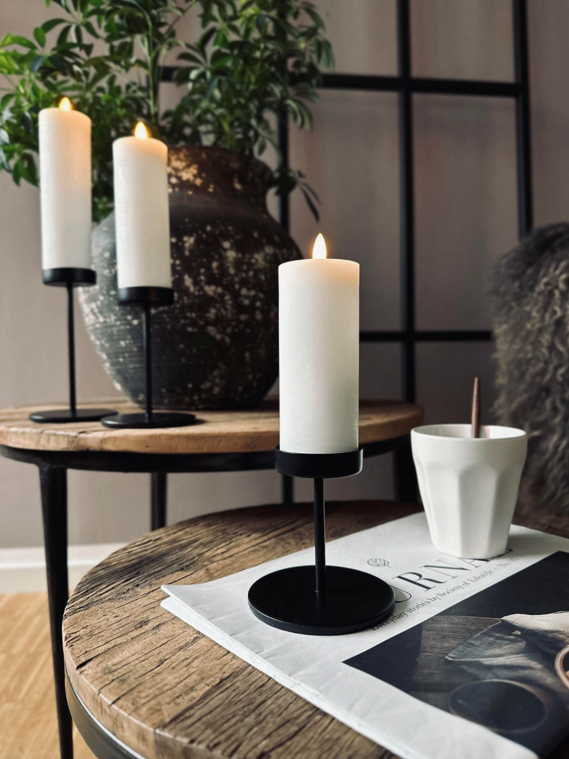 Lot de chandeliers pour bougies piliers – Black Liva