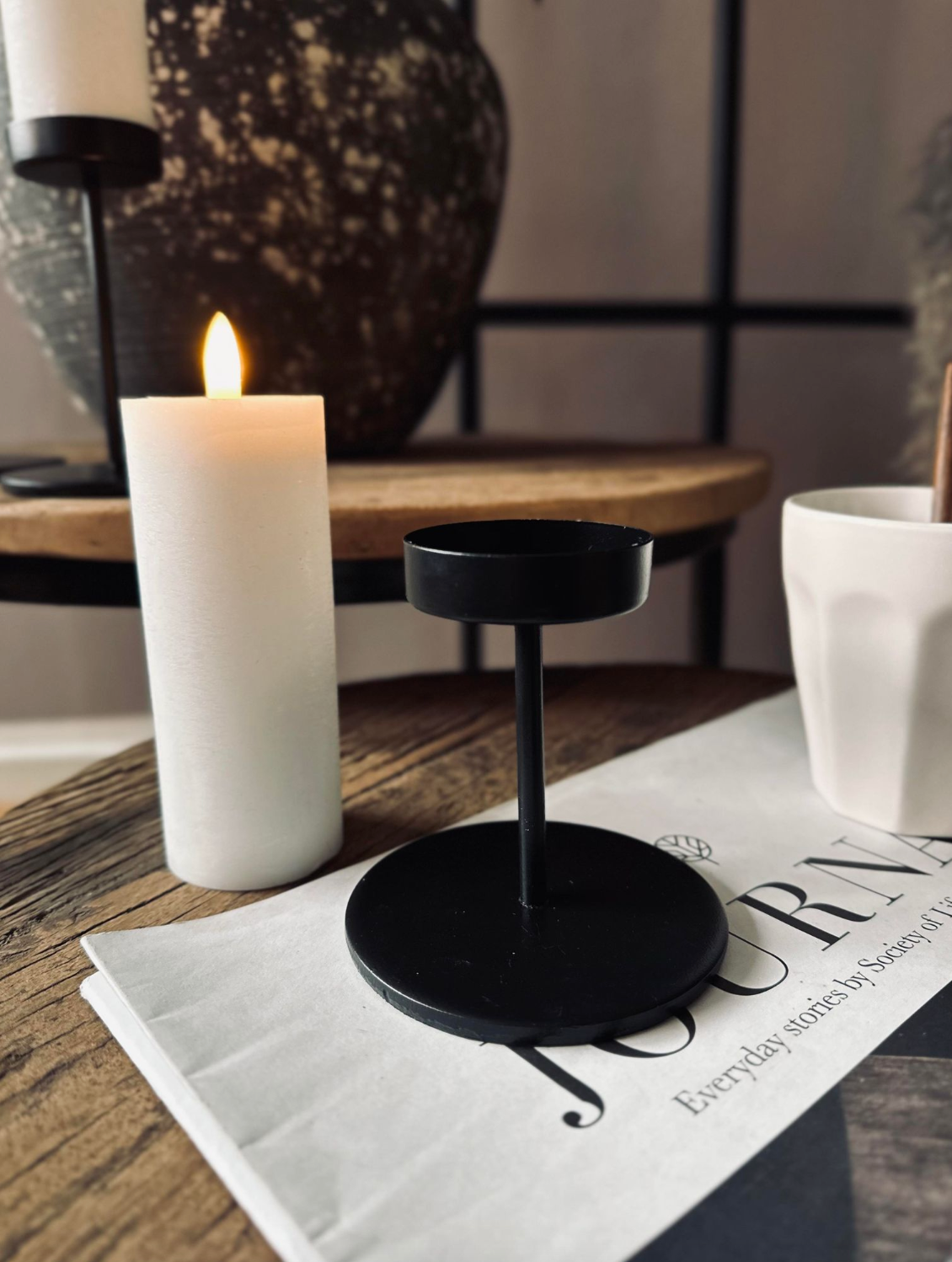 Lot de chandeliers pour bougies piliers – Black Liva