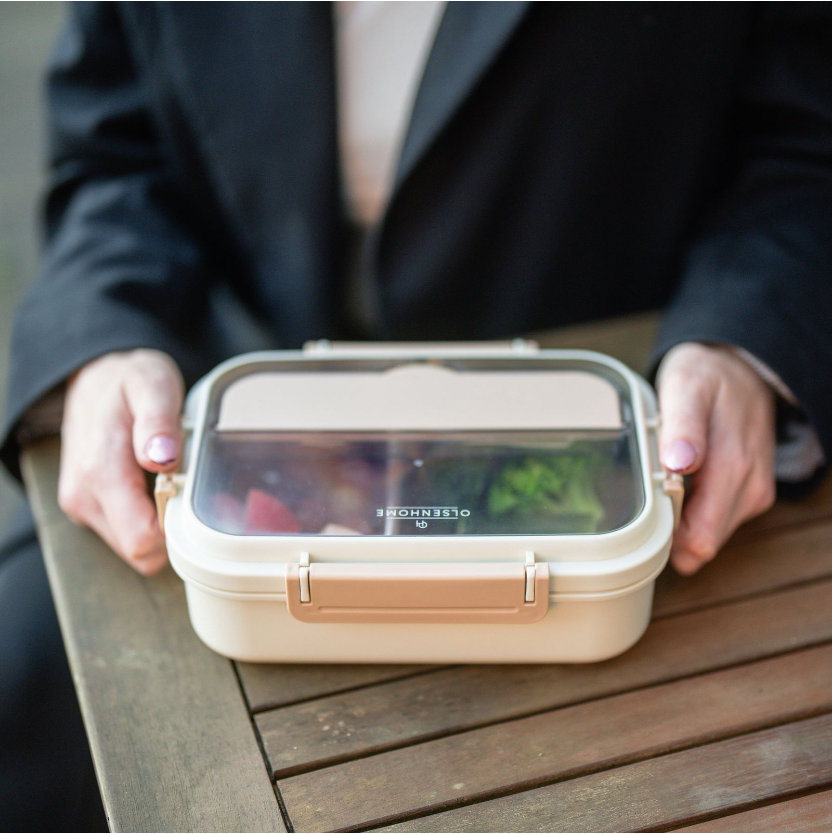 Lunch box à 2 compartiments gris + beige