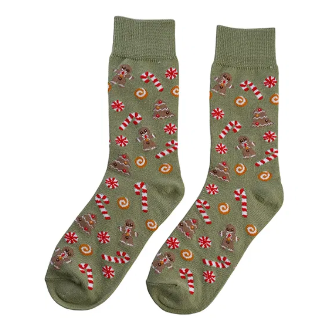 Chaussettes motif de Noël vertes - 37-41