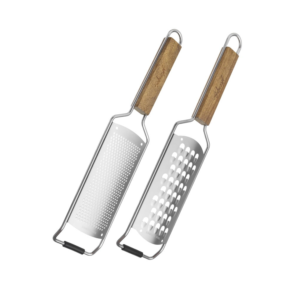 Râpe avec manche en bois - lot de 2