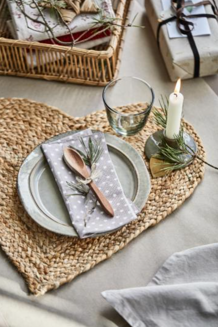 Set de table en jute - Cœur