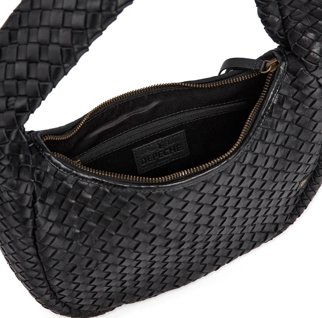 Élégant sac bandoulière tressé à la main - Black