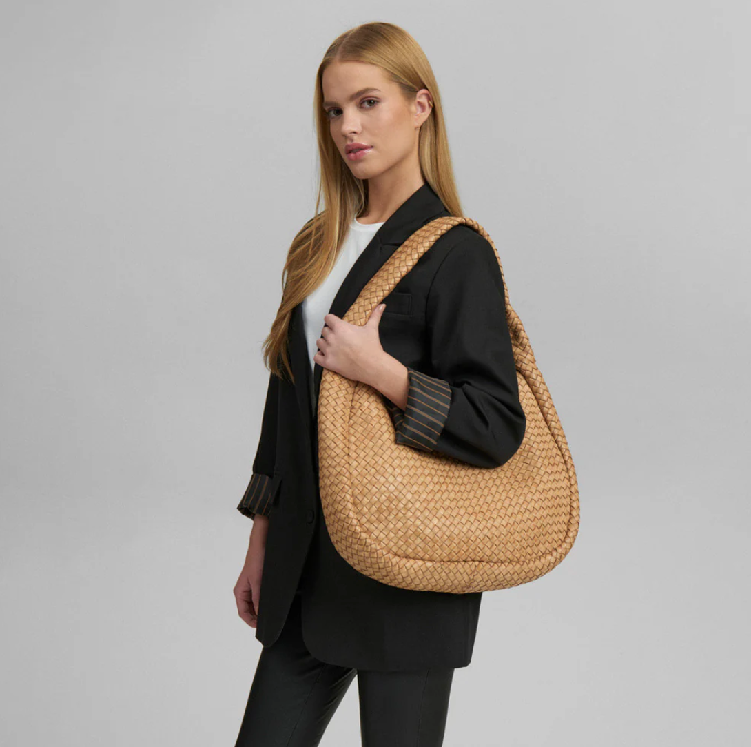 Sac à bandoulière tressé à la main élégant - Sable grand