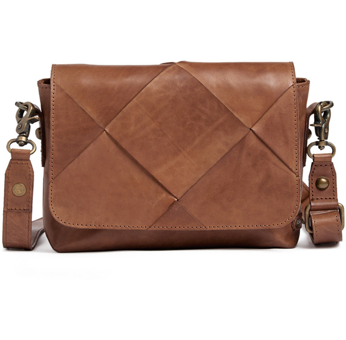Sac crossover exclusif tressé à la main - Cognac