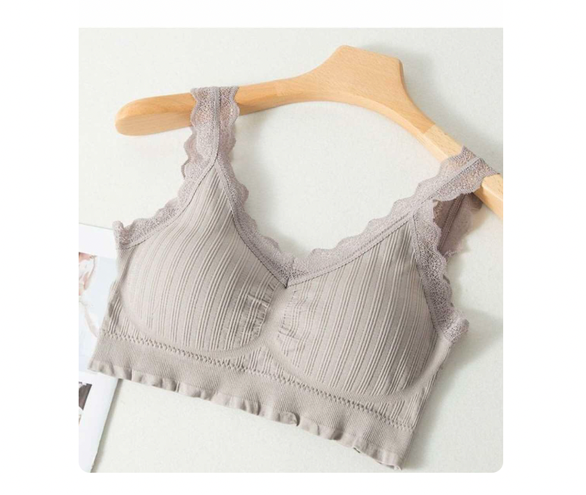 Soutien-gorge seamless avec bordure en dentelle - Nude