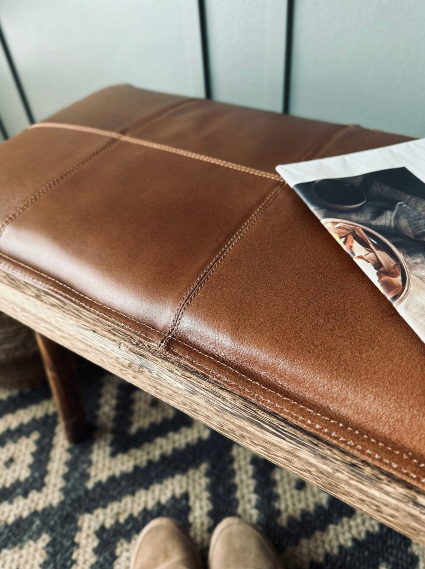 Coussin en cuir 120 cm - Cognac cuir de buffle