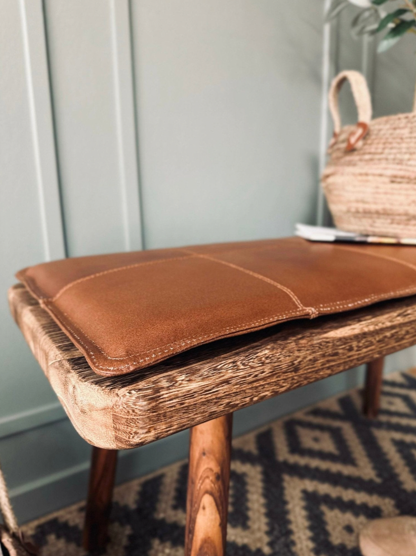 Coussin en cuir 120 cm - Cognac cuir de buffle