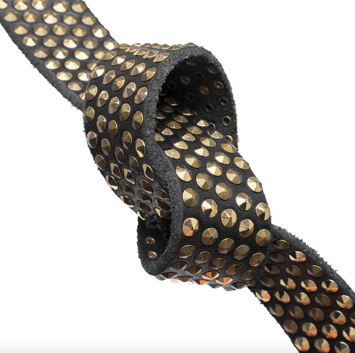 Ceinture en jean à clous - Black / gold