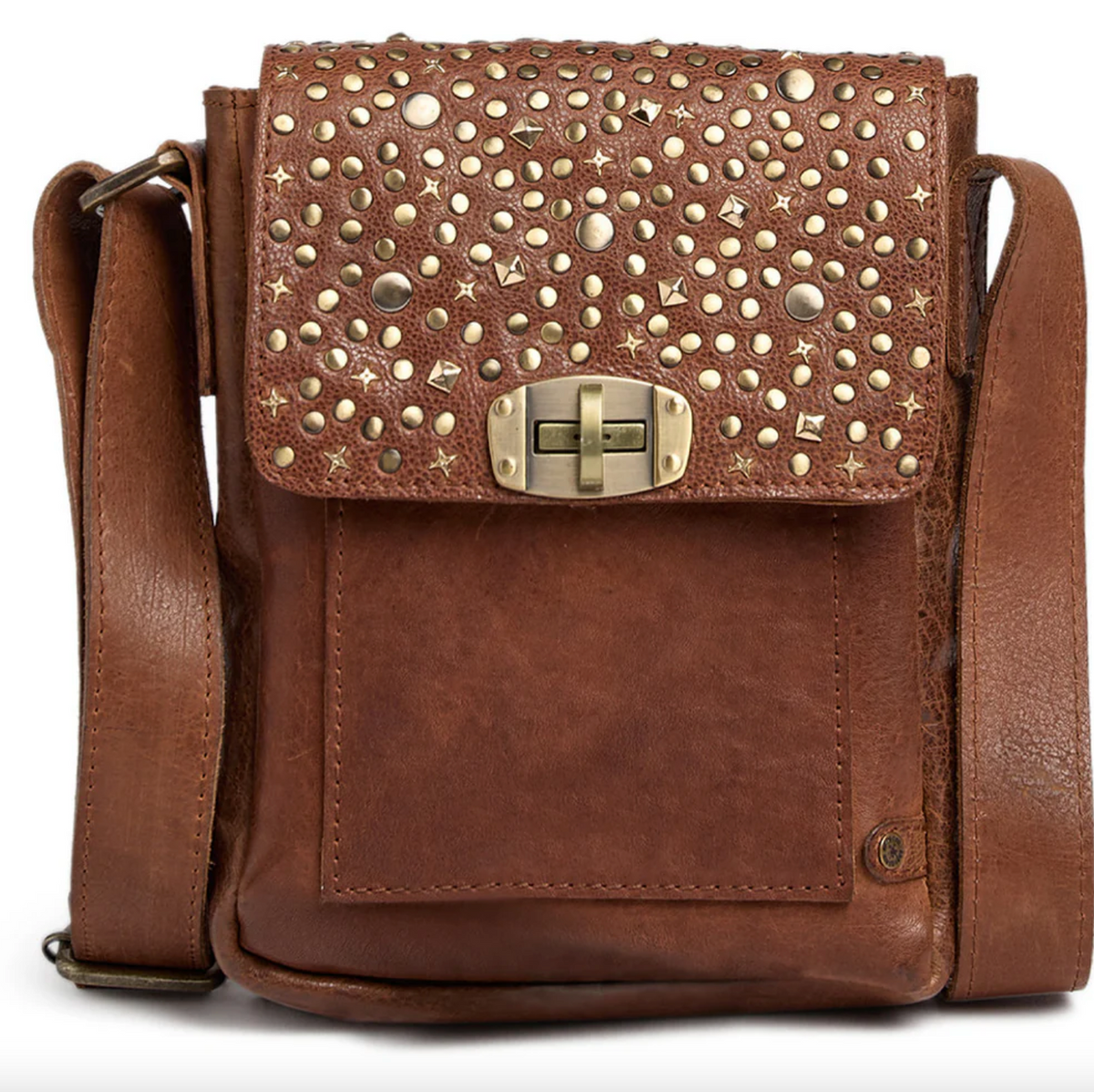 Sac pour téléphone à clous - Cognac