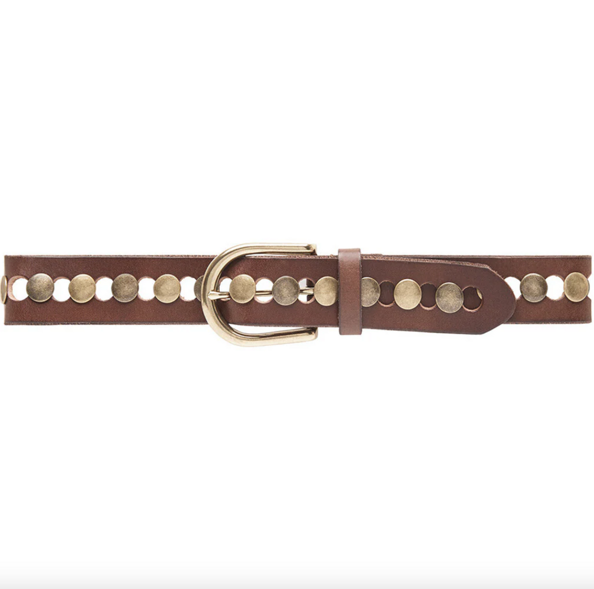 Ceinture jeans décorée de rivets - Brown