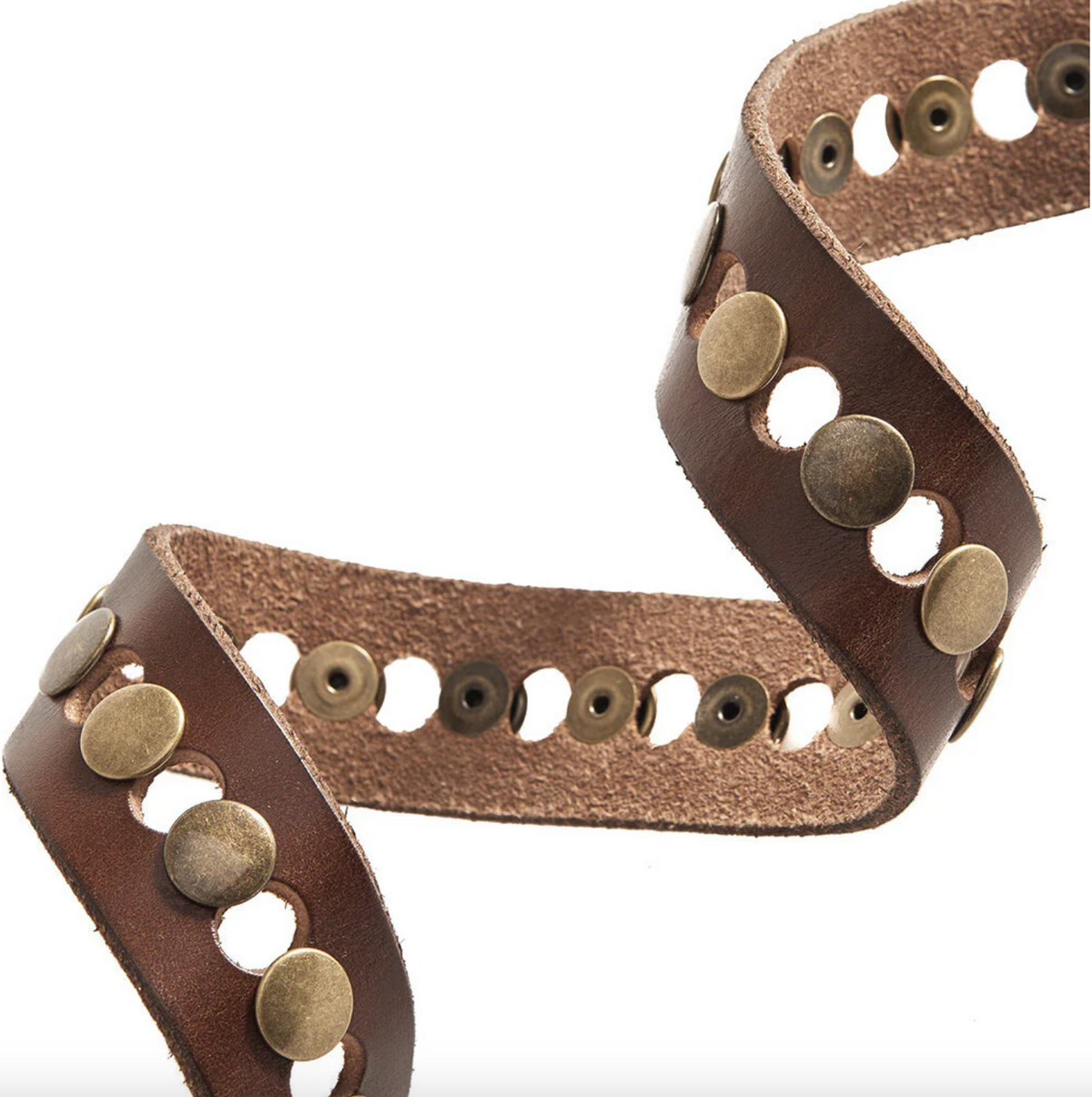 Ceinture jeans décorée de rivets - Brown